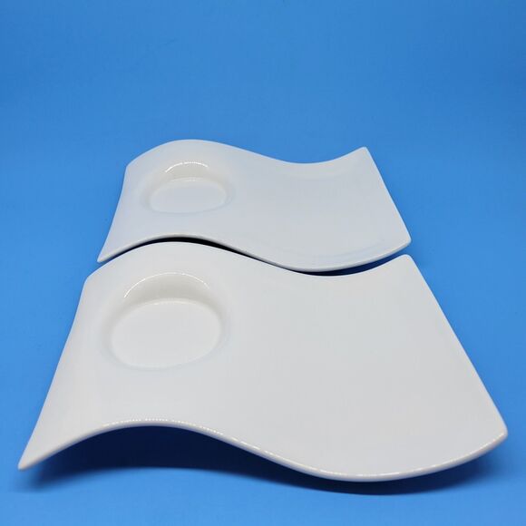 Villeroy And Boch New Wave Caffe Large Au Laite 6" W x 9"L White Snack Plates EC - Picture 2 of 8
